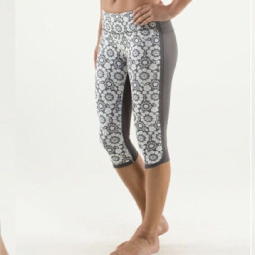 Lululemon Womens Size 4 Ignite Crop Legging Twiggy Printed Nimbus Soot Light